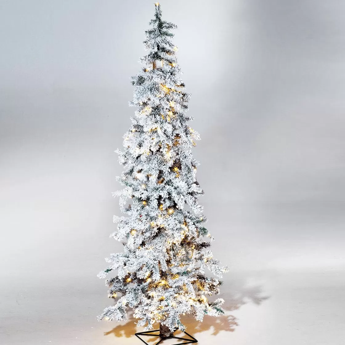 Árboles De Navidad Artificiales>DecoWoerner Abeto De Invierno, Abeto Artificial De Luvi Con Nieve Con Luz LED, 210 Cm blanco