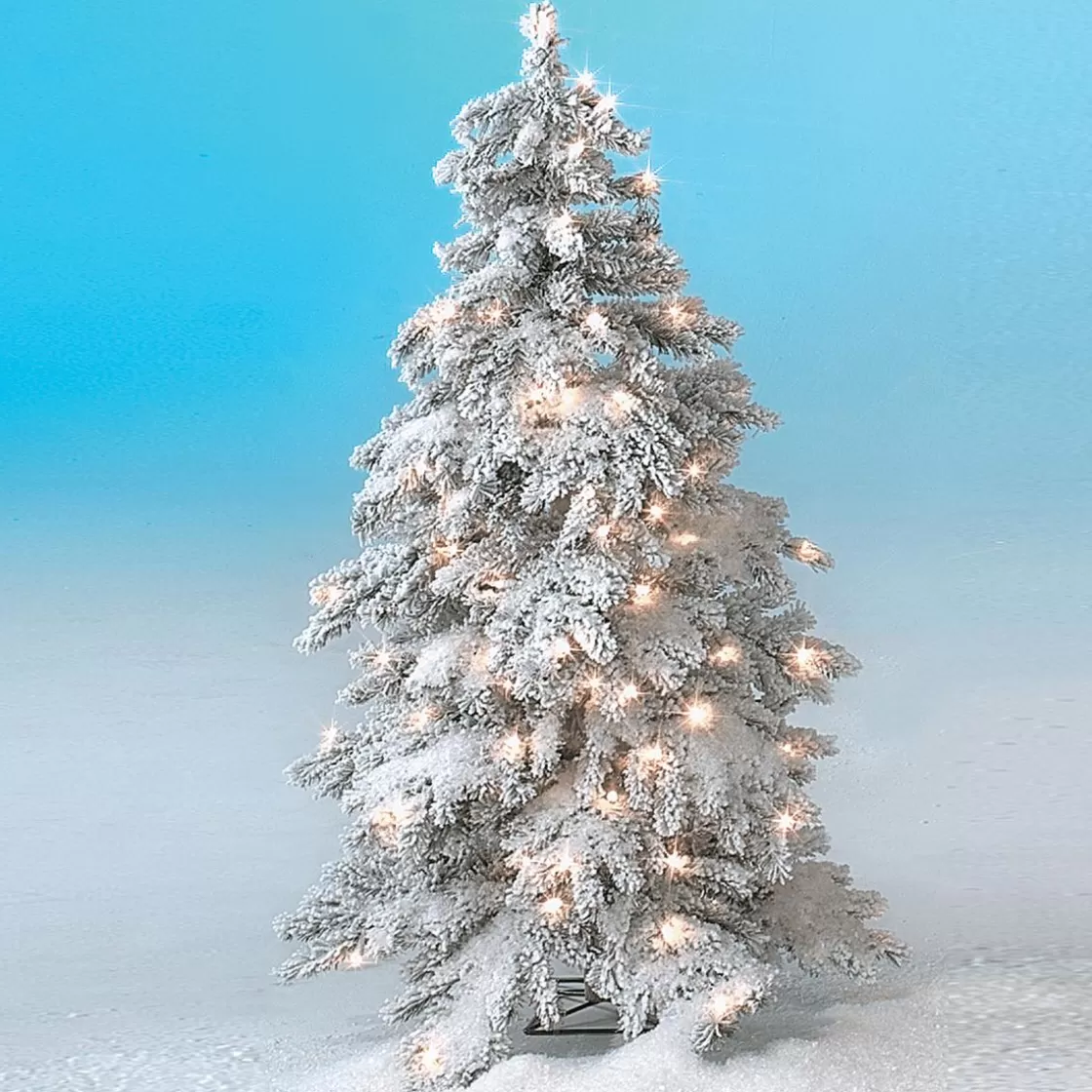 Árboles De Navidad Artificiales>DecoWoerner Abeto De Invierno, Abeto Artificial De Luvi Con Nieve Con Luz LED, 210 Cm blanco