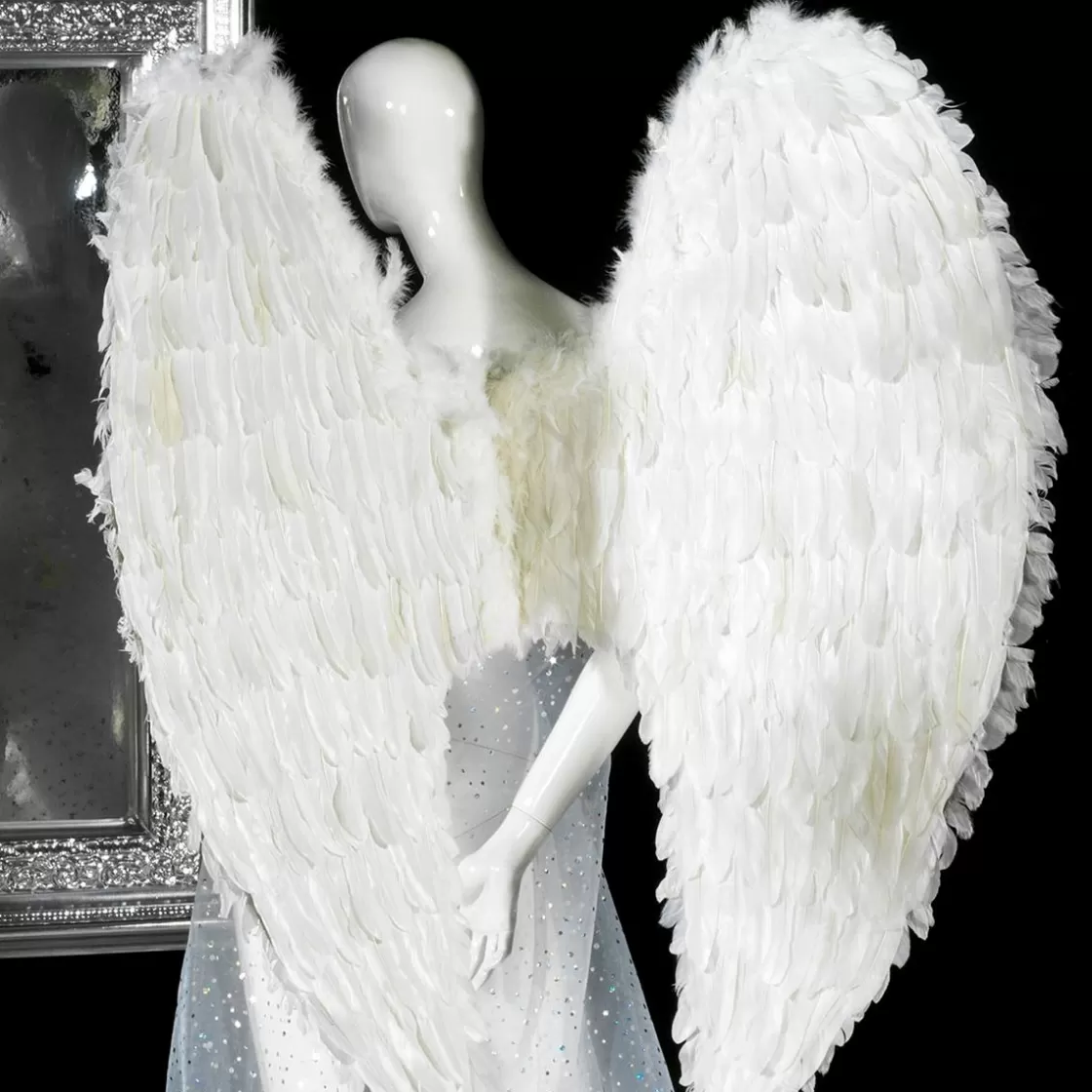 Decoración Navideña Xxl>DecoWoerner Alas De ángel Blancas Con Plumas, Longitud 120 Cm blanco