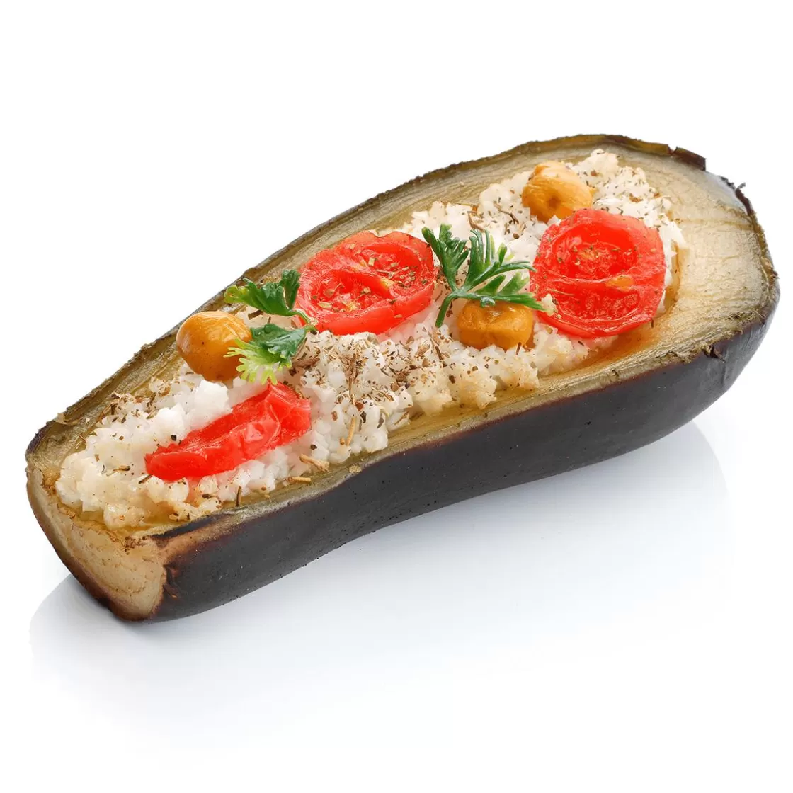 Platos Y Comida Rápida | Verduras Y Hierbas>DecoWoerner Alimento Falso De Berenjena Rellena Por La Mitad 15 Cm violeta