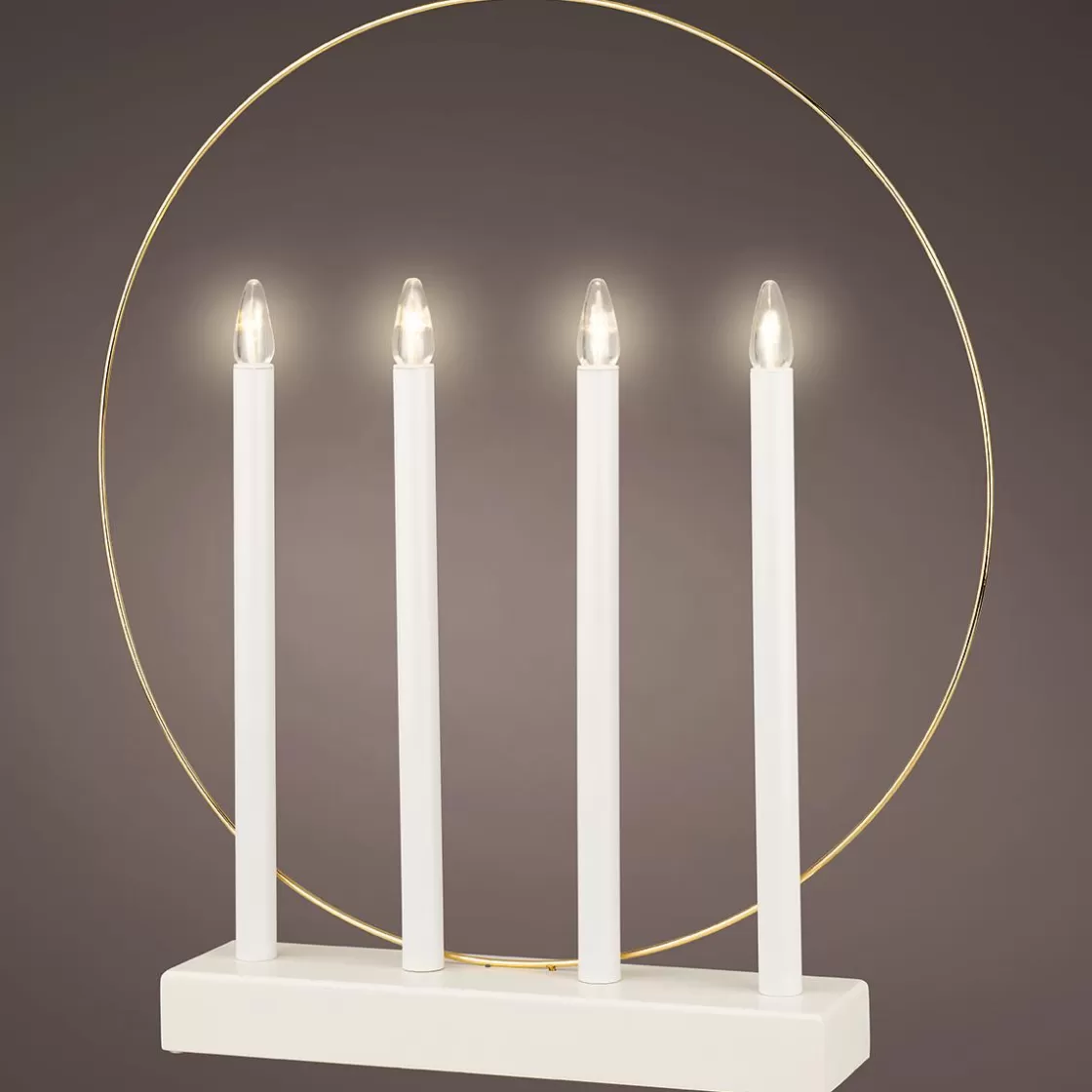 Luz Decorativa | Luces De Navidad>DecoWoerner Anillo Deco Con Velas LED 45 Cm blanco