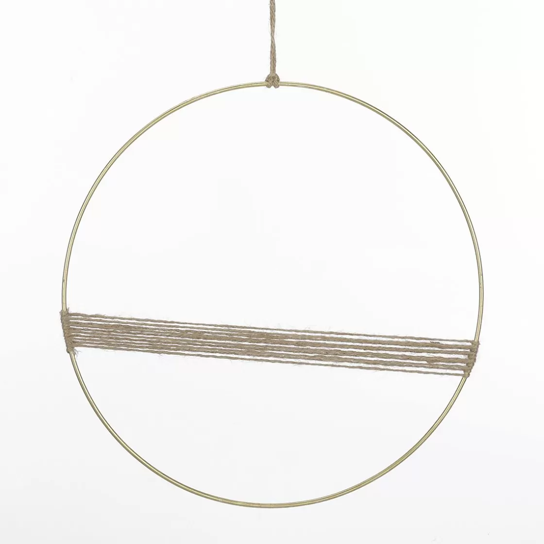 Ayudas Y Herramientas De Decoración | Macetas Y Artículos De Decoración>DecoWoerner Anillo Decorativo De Metal Con Diseño De Cuerda De Yute 35 Cm Ø oro