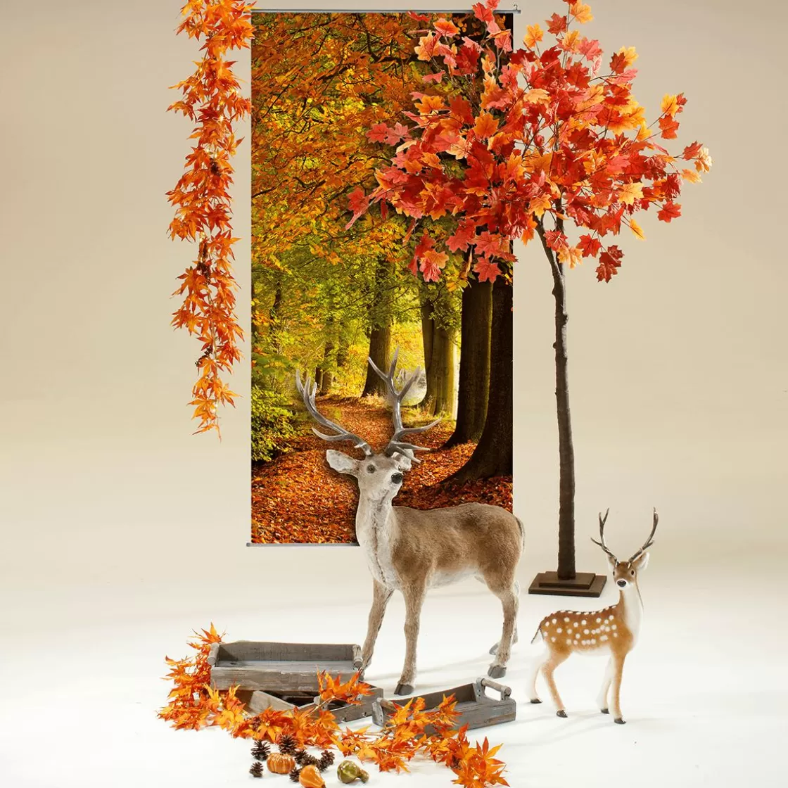 Decoración De Animales | Decoración De Otoño>DecoWoerner Animal Decorativo De Ciervo Con Cornamenta 83 X 40 X 90 Cm (largo X Ancho X Alto) marrón