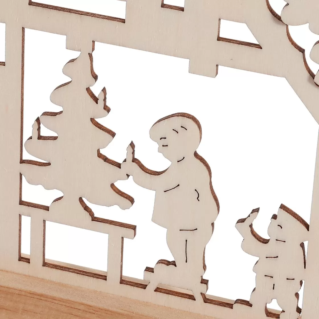 Luz Decorativa | Figuras De Navidad>DecoWoerner Arco De Vela "Cabaña Del Bosque" 7 Llamas De Madera 58 Cm blanco
