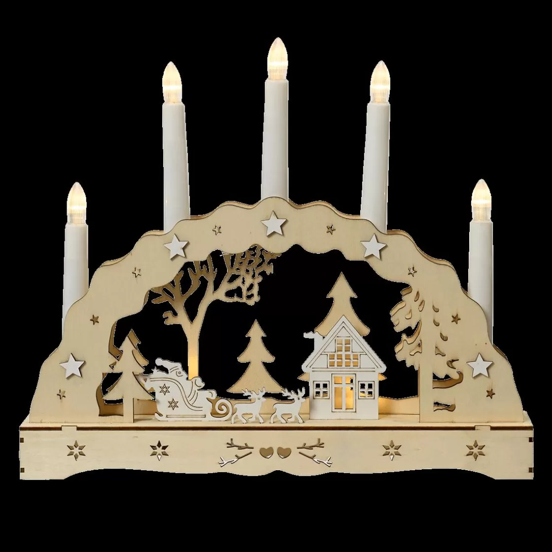 Figuras De Navidad | Luces De Navidad>DecoWoerner Arco De Velas LED 33 Cm Madera natural