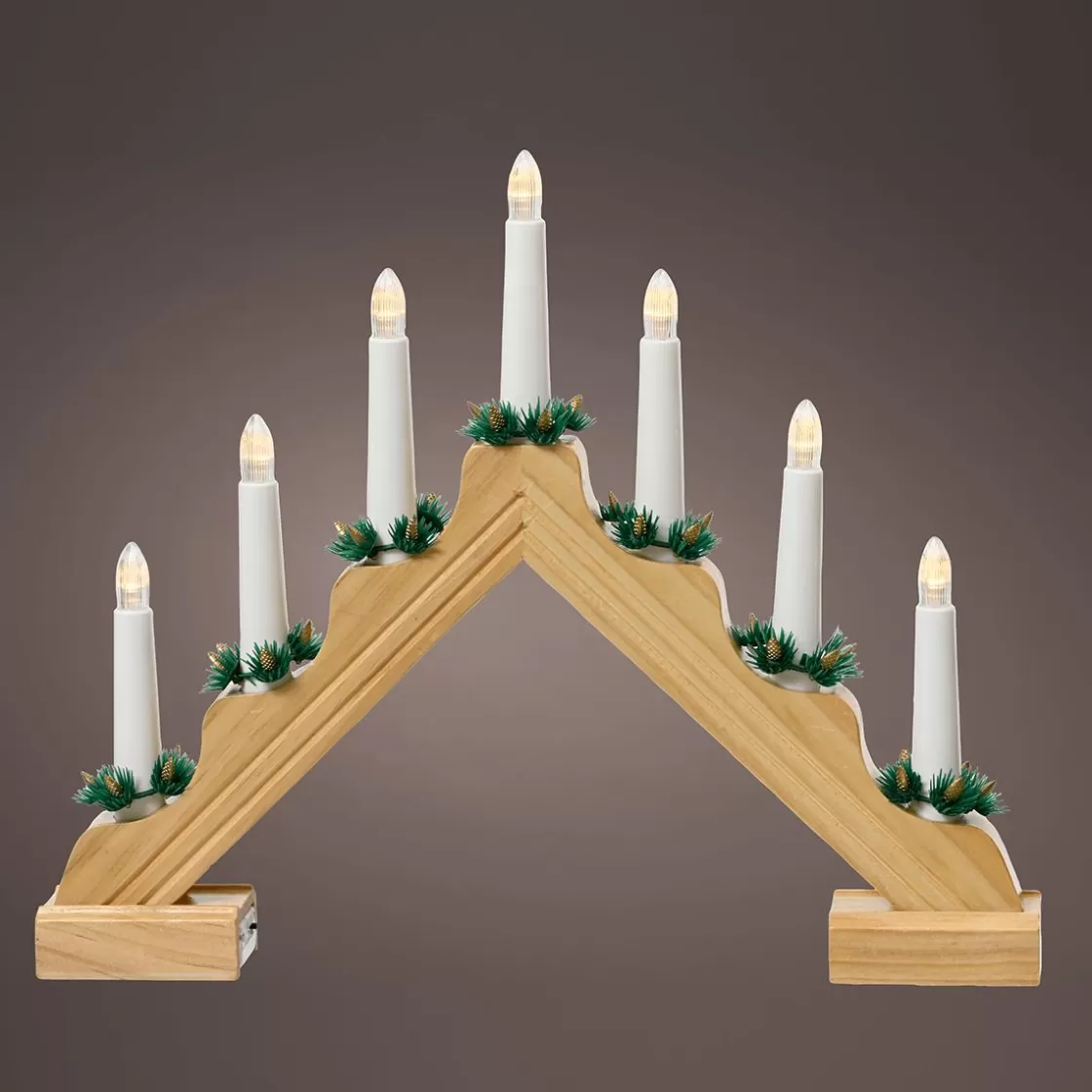 Figuras De Navidad | Luces De Navidad>DecoWoerner Arco De Velas LED Blanco Cálido Madera natural