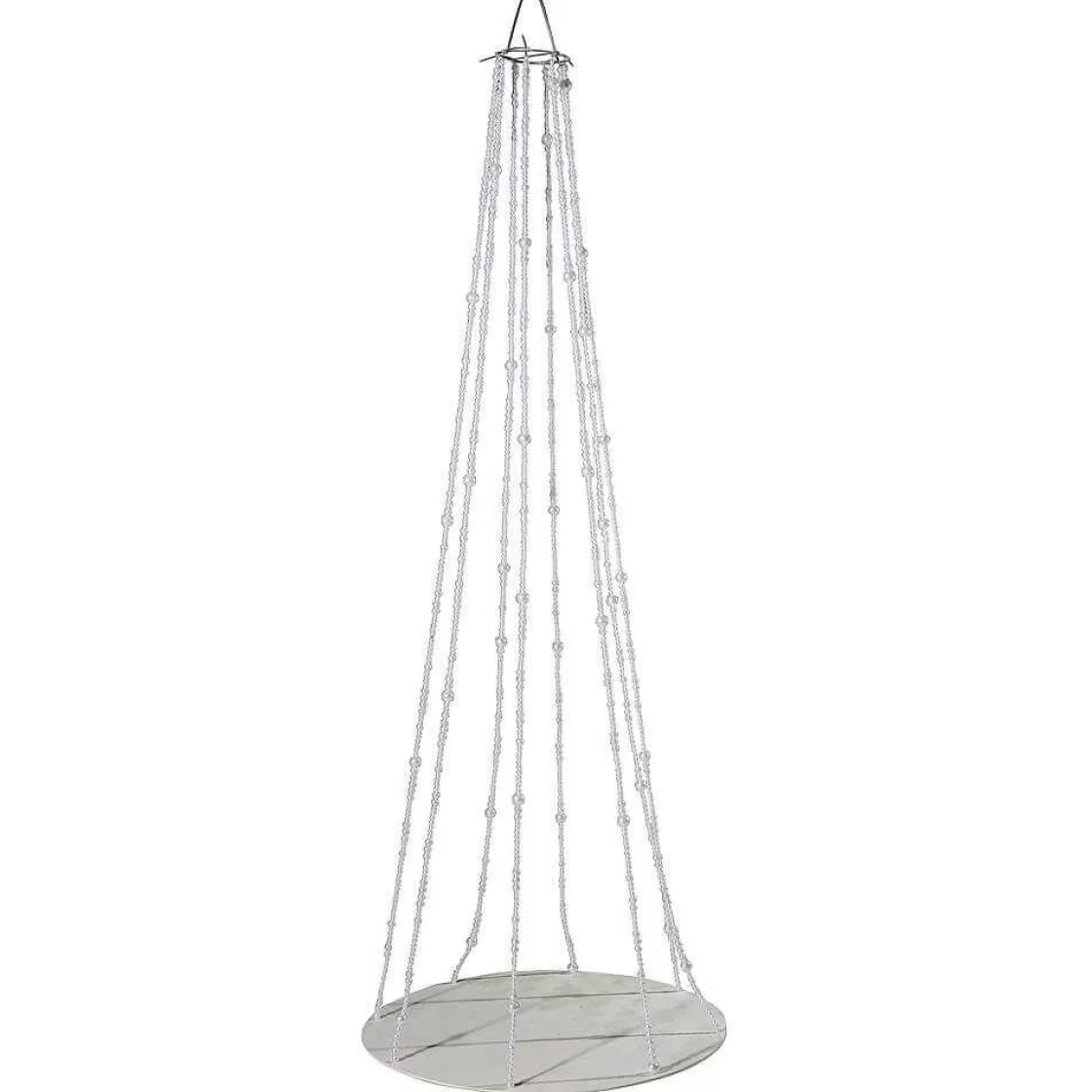 Expositores Para Tiendas>DecoWoerner Bandeja Colgante Con Cadenas De Perlas, Ø 60 Cm, Longitud 170 Cm blanco