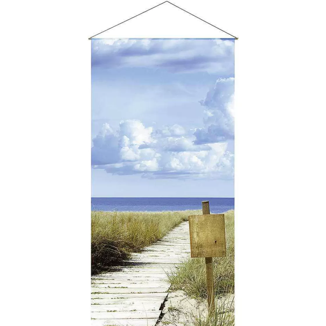 Pancartas De Verano>DecoWoerner Bandera De Fibra Natural Ligera Y Rápida "Dünenweg" De Algodón 100 X 200 Cm azul