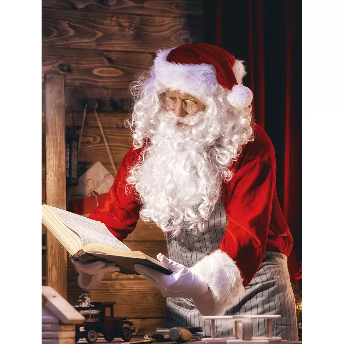 Bandera Xxl>DecoWoerner Bandera De Tela XL "Papá Noel Con Libro" De Tela De Bandera Ignífuga 150 X 200 Cm rojo