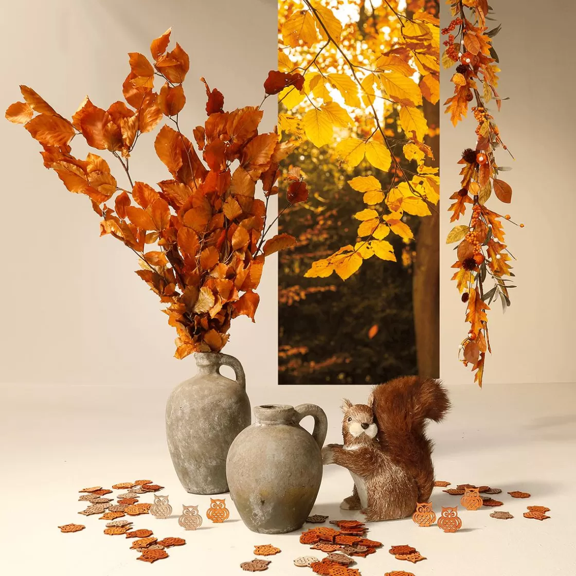 Decoración Dispersa | Decoración De Otoño>DecoWoerner Búho De Dispersión 72 Piezas naranja