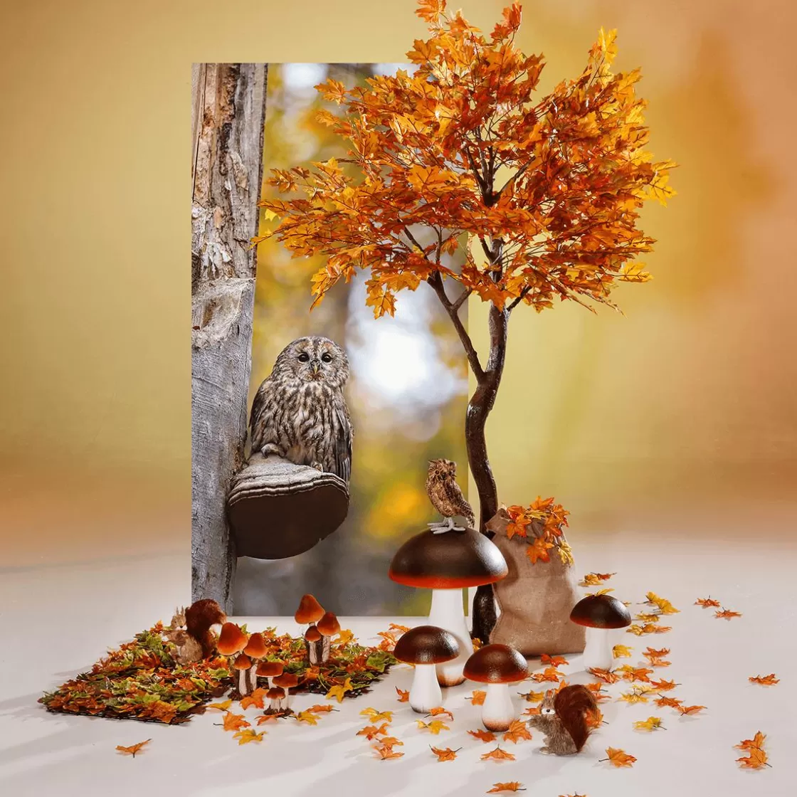 Decoración De Animales | Decoración De Otoño>DecoWoerner Búho Decorativo Sentado Altura 31 Cm marrón