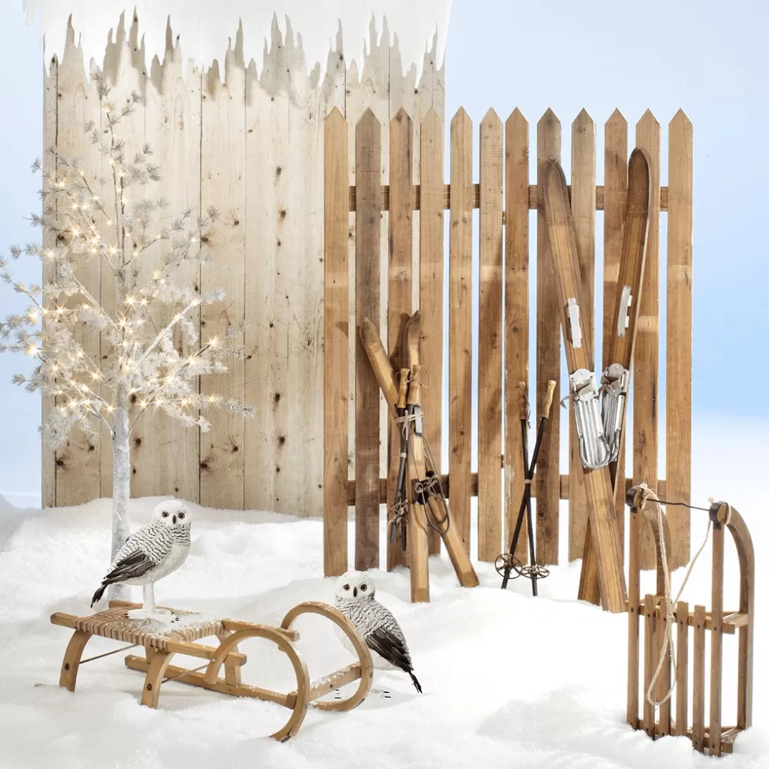 Decoración De Animales | Decoración De Invierno>DecoWoerner Búhos Decorativos De Piel Sintética 48 Cm Gris