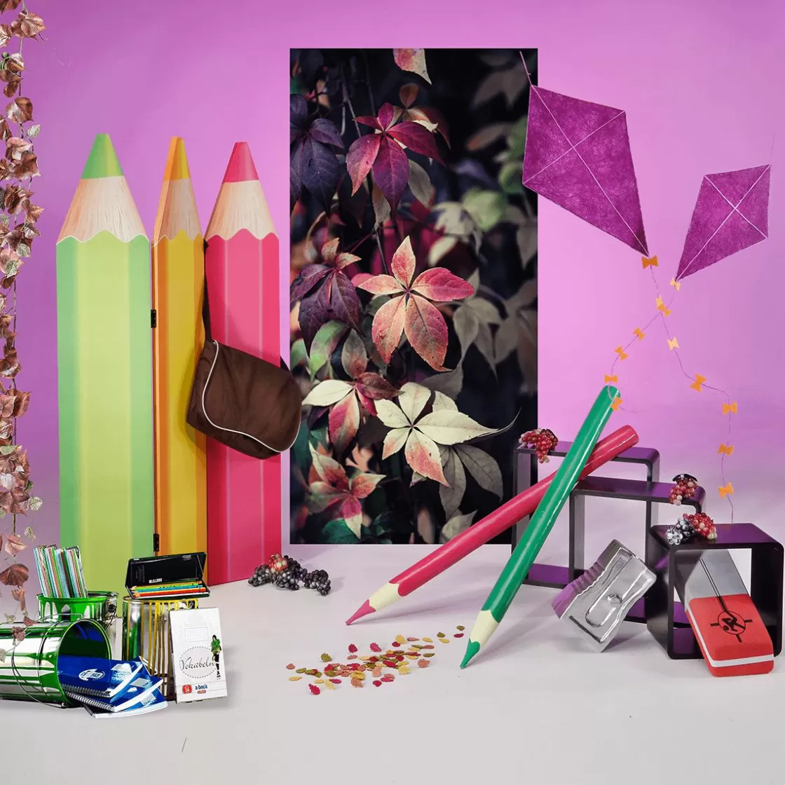 Expositores Para Tiendas | Decoración Temática>DecoWoerner Biombo "Lápices De Colores" 160 Cm multicolor