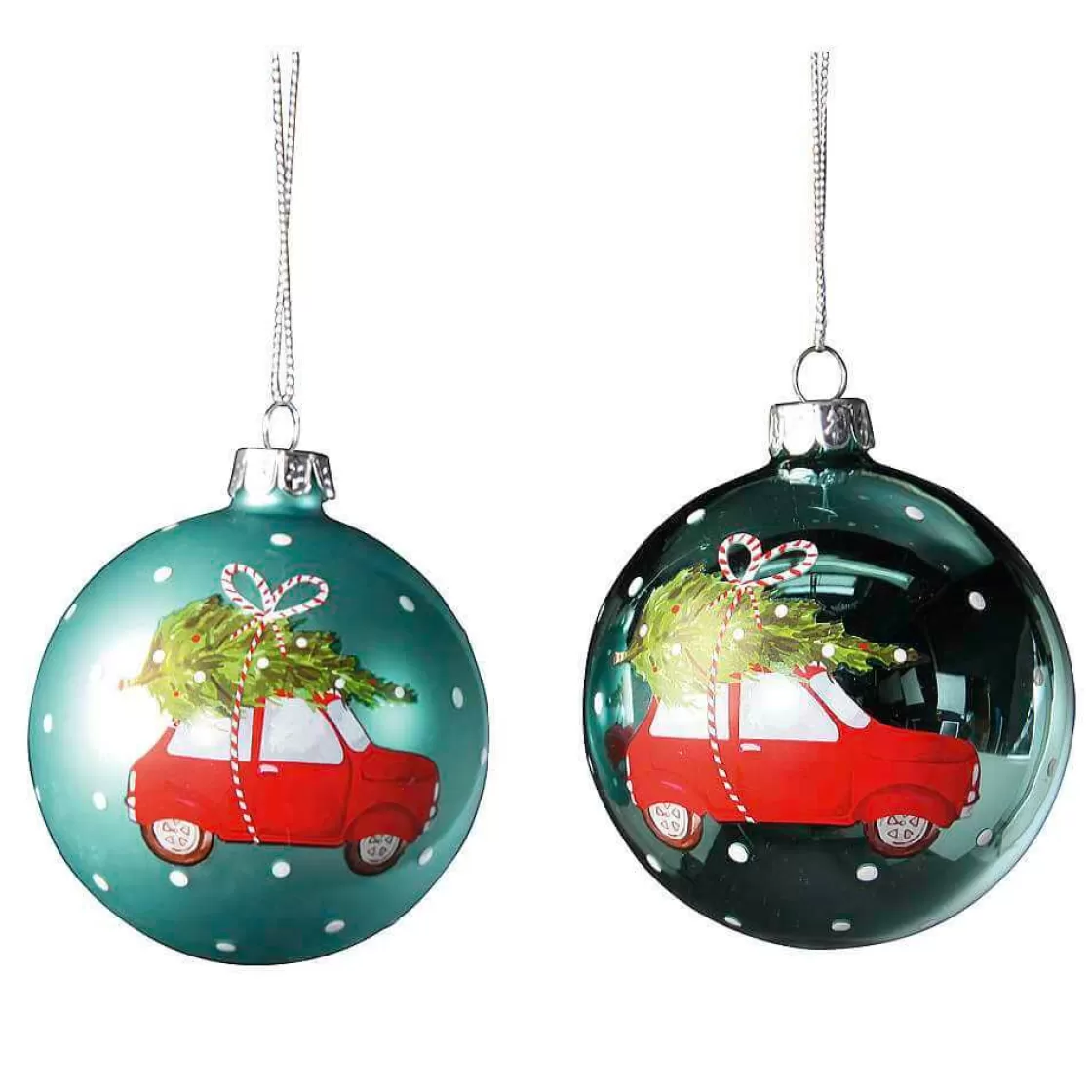 Bolas De Navidad>DecoWoerner Bola De Navidad Coche De Navidad, 8 Cm, 2 Piezas verde