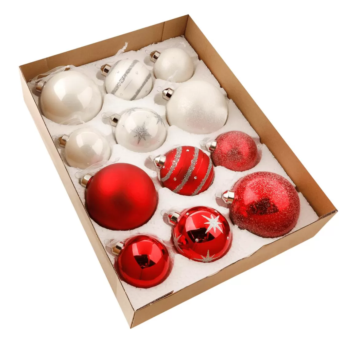 Bolas De Navidad>DecoWoerner Bolas De Navidad De Cristal 7 - 10 Cm Ø Caja De 12 Unid. Rojas rojo