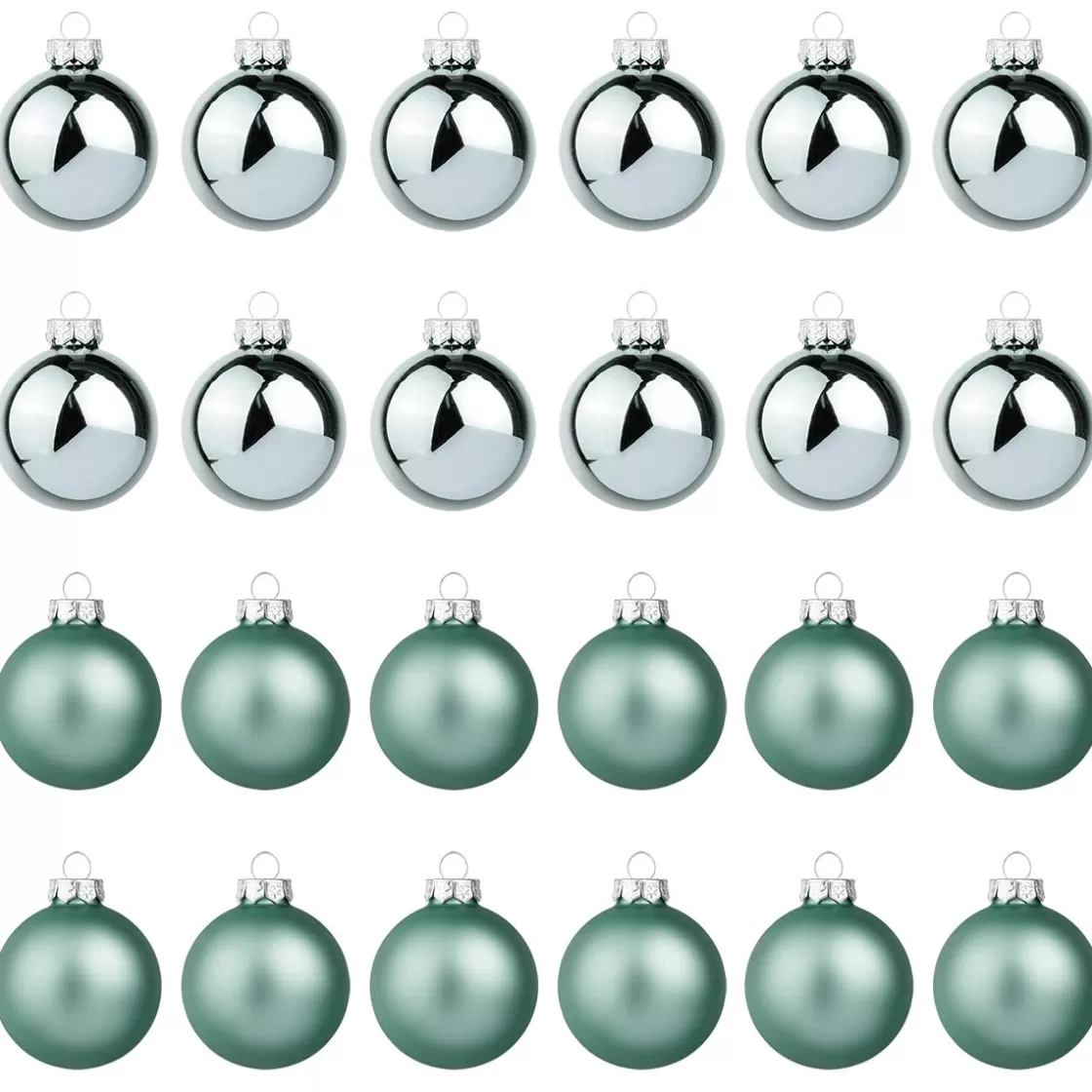 Bolas De Navidad>DecoWoerner Bolas De Navidad De Cristal Plateado 6 Cm Ø - 24 Piezas verde