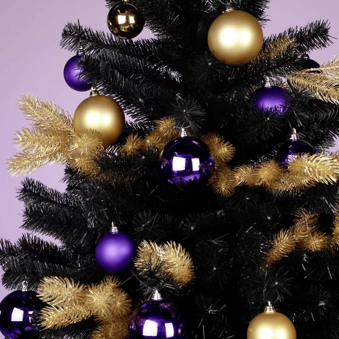 Bolas De Navidad>DecoWoerner Bolas De Navidad Púrpura, Brillantes, De Plástico Ignífugo, De 6 Cm De Diámetro - 24 Unidades. violeta