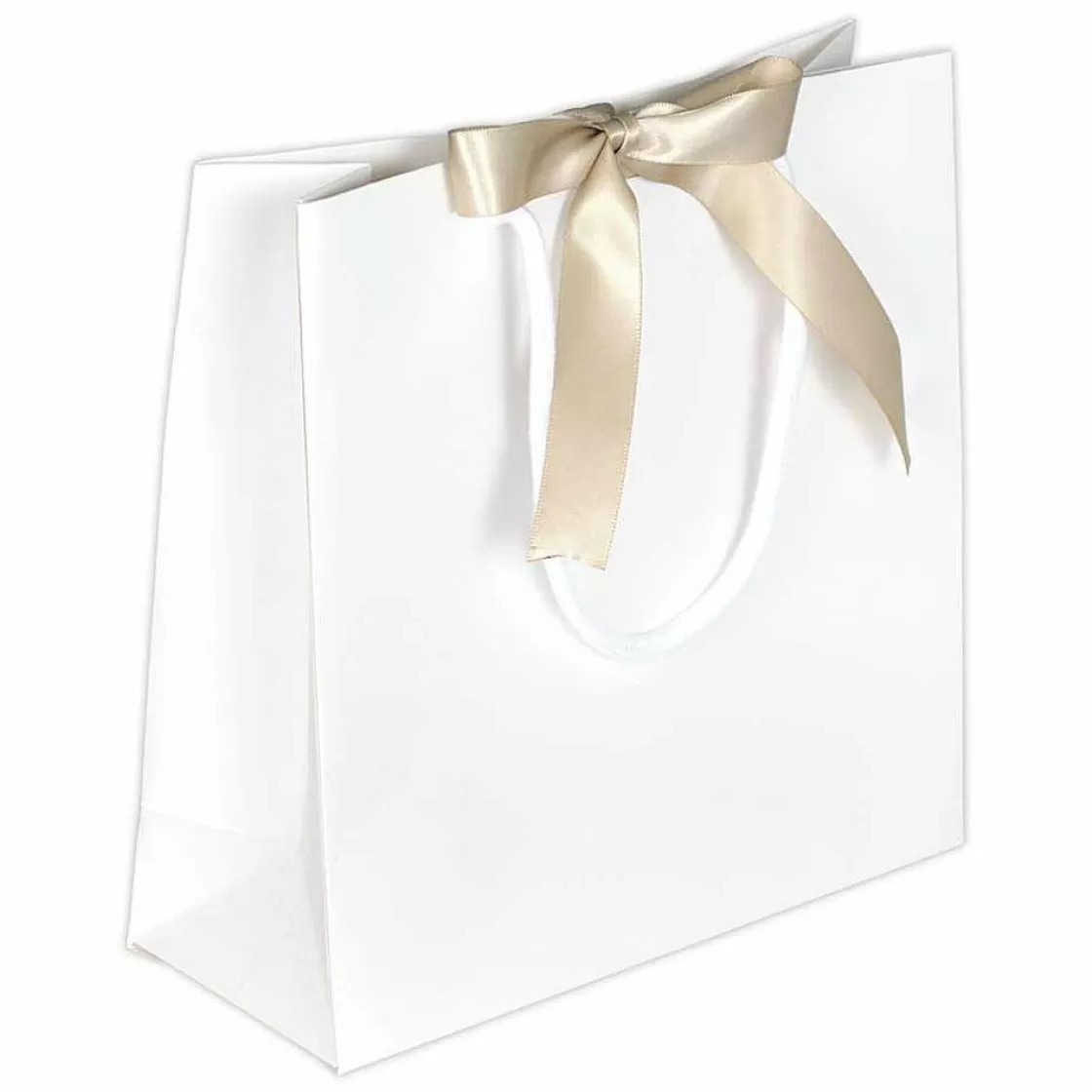 Bolsas De Regalo Y Bolsas Portátiles>DecoWoerner Bolsas De Regalo 20 X 20 X 8 Cm Blancas 25 Piezas, 200 G M² Con Lazo De Raso A Juego blanco