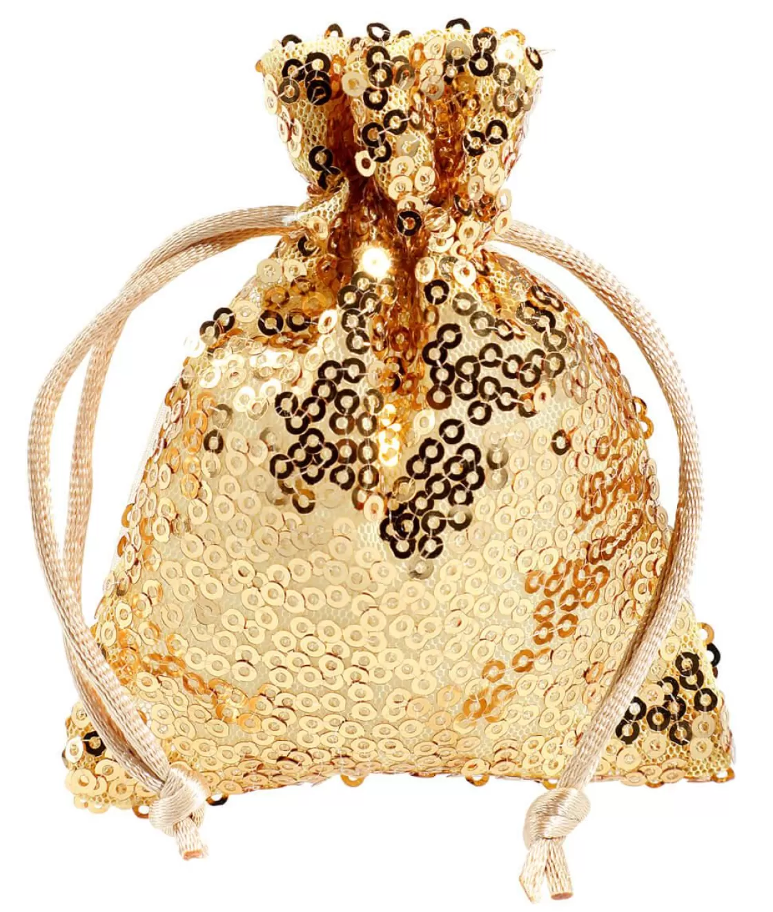 Bolsitas Con Cordón>DecoWoerner Bolsitas De Organza Lentejuelas 10 Cm, 10 Piezas, oro