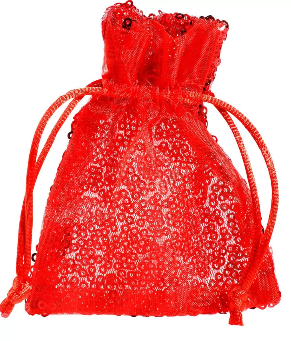 Bolsitas Con Cordón | Decoración Temática>DecoWoerner Bolsitas De Organza Lentejuelas 10 Cm, 10 Piezas, rojo