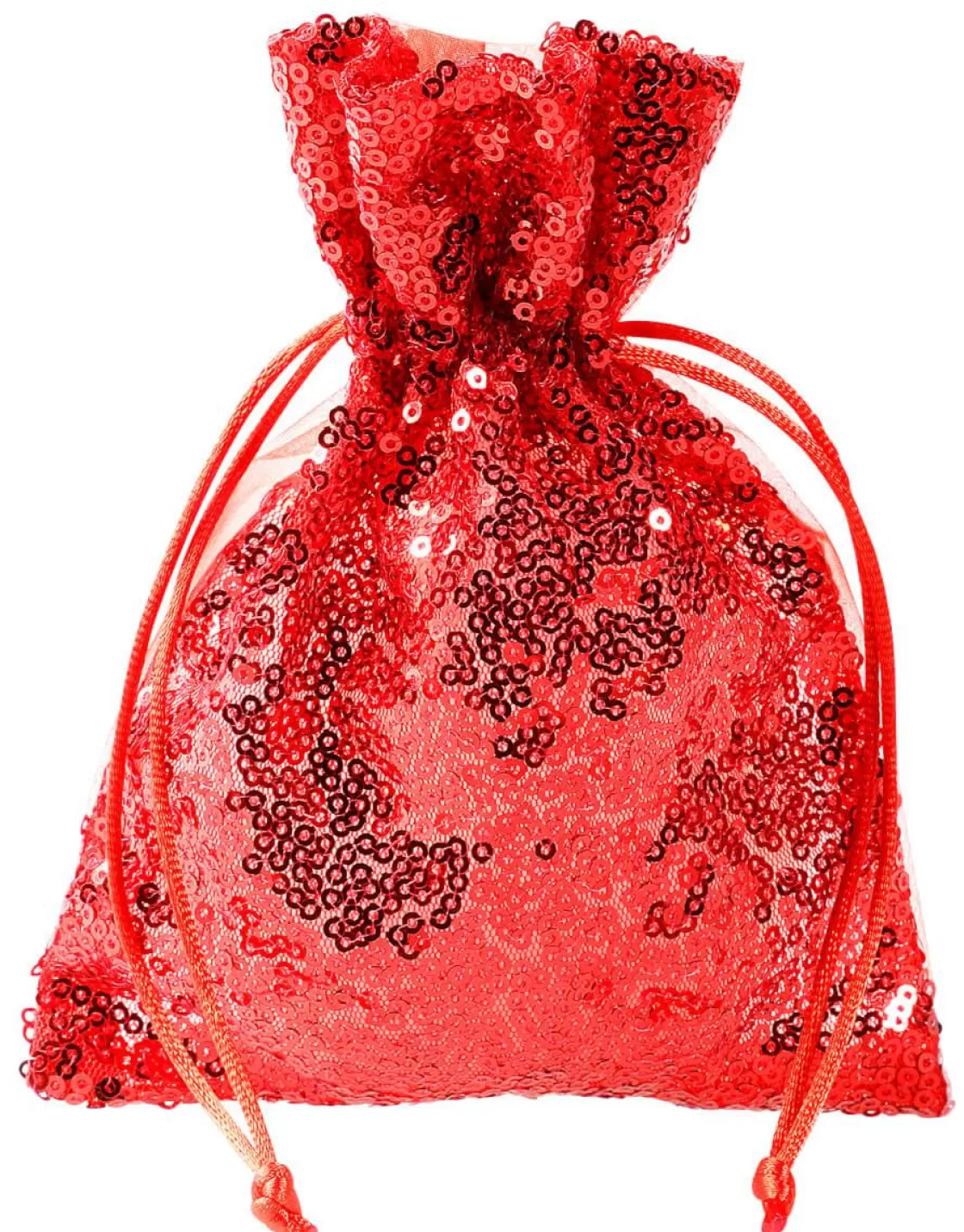 Bolsitas Con Cordón | Decoración Temática>DecoWoerner Bolsitas De Organza Lentejuelas 18 Cm, 10 Piezas, rojo