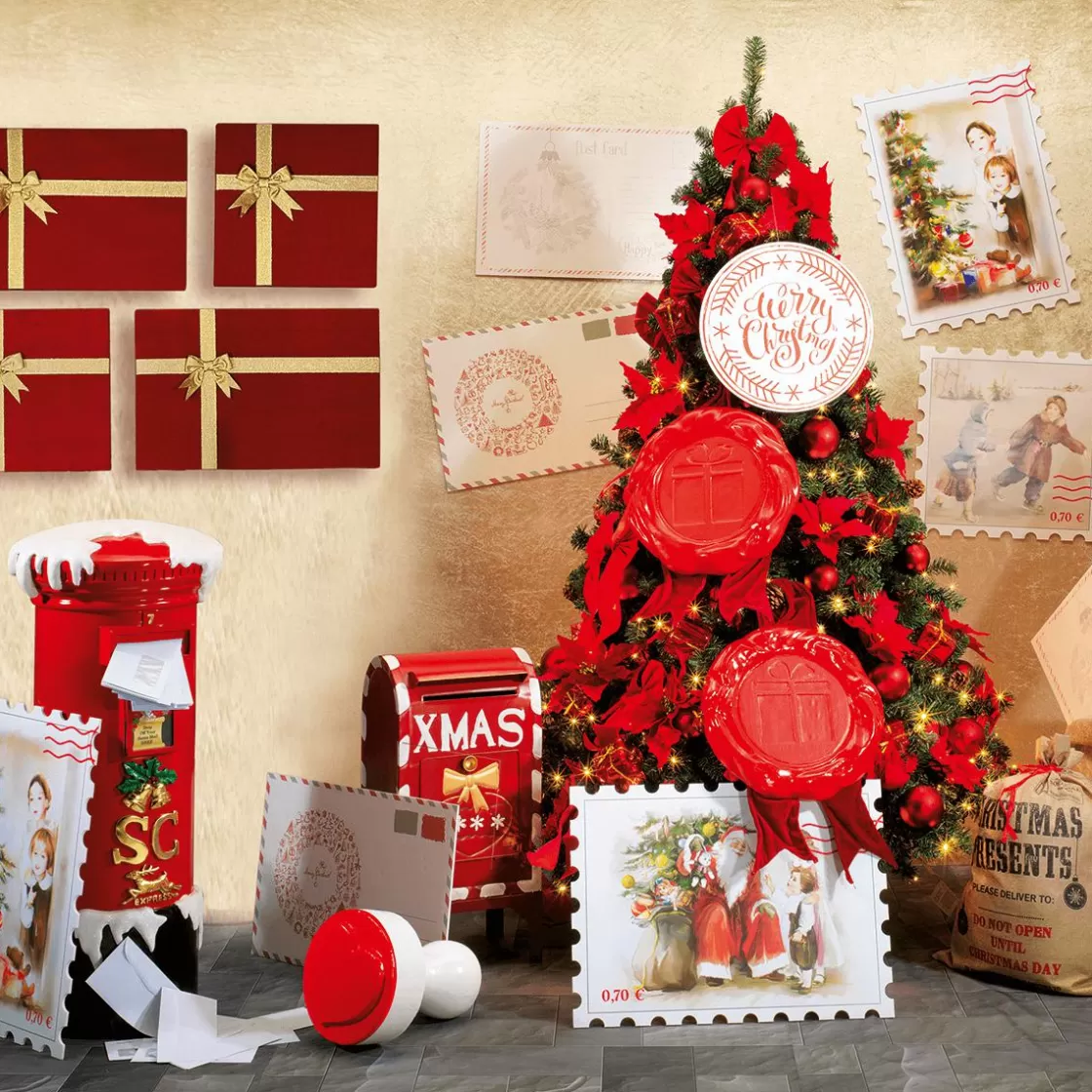 Decoración Navideña Xxl>DecoWoerner Buzón Decorativo Papá Noel, Altura 100 Cm rojo