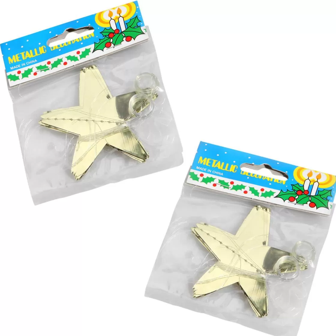 Estrella De Navidad>DecoWoerner Cadena De Estrellas De Plástico Ø 10 Cm, 200 Cm, 2 Piezas oro