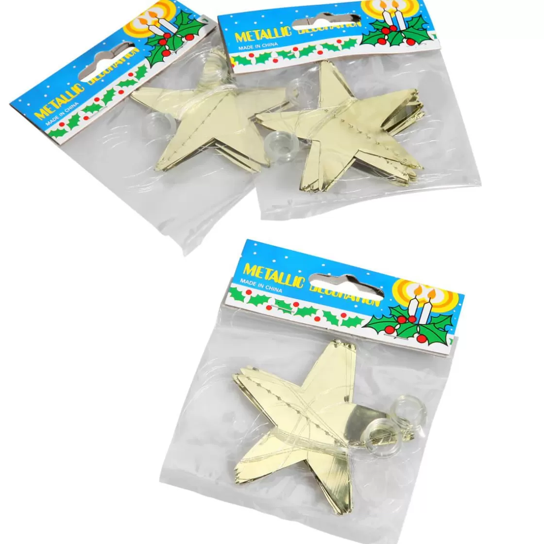 Estrella De Navidad>DecoWoerner Cadena De Estrellas De Plástico Ø 7 Cm, 200 Cm, 3 Piezas oro