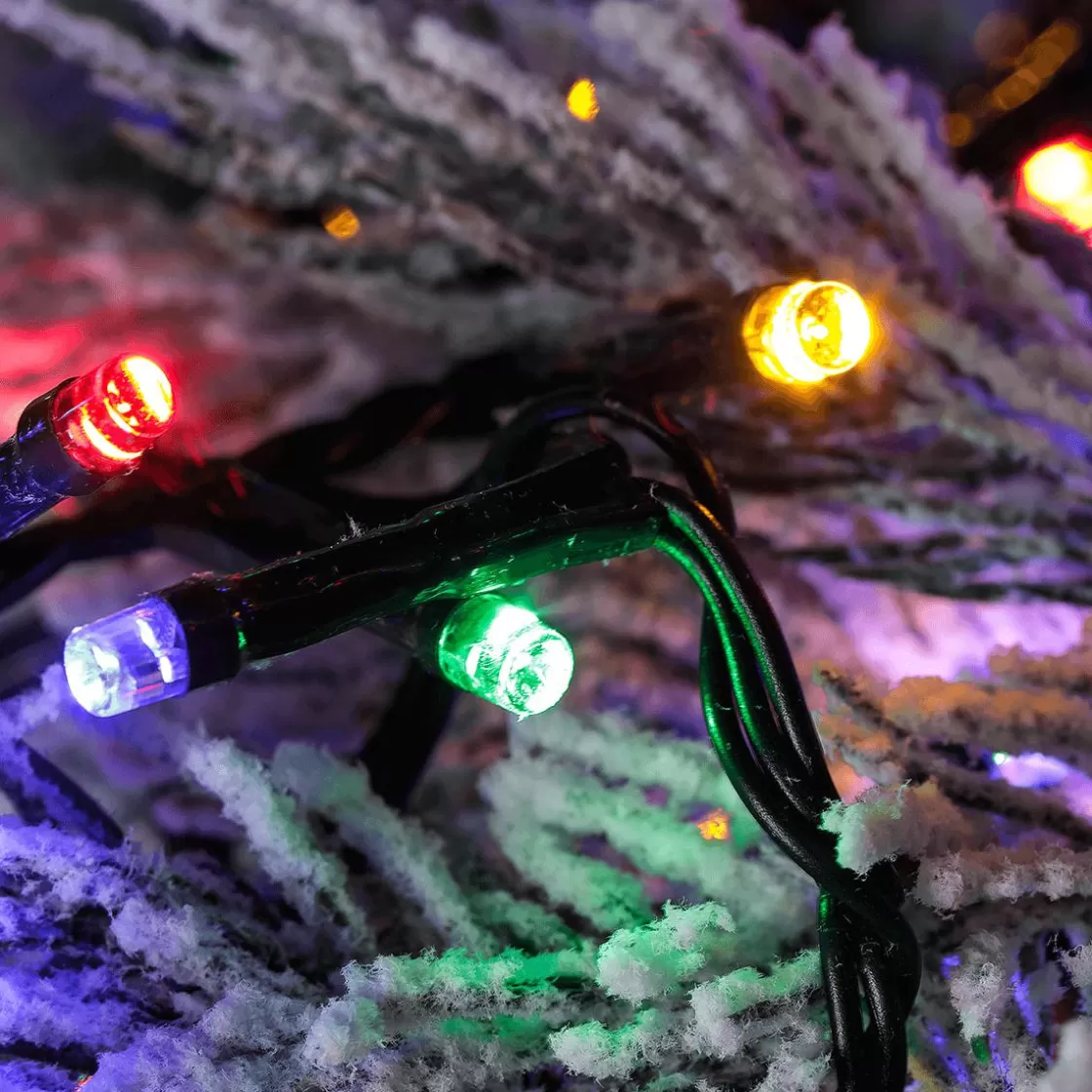Luces De Navidad>DecoWoerner Cadena De Luces 3en1: Cadena De Luces LED De Colores, Amarillo Cálido O Intermitente Con Temporizador, Para Exteriores, 16 M multicolor
