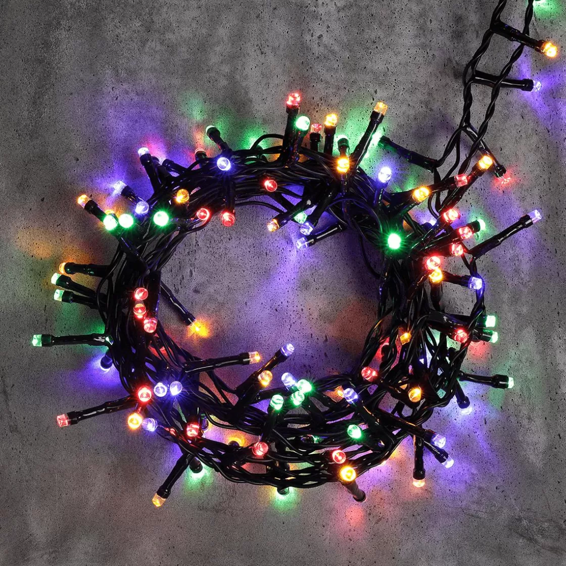 Luces De Navidad>DecoWoerner Cadena De Luces 3en1: Cadena De Luces LED De Colores, Amarillo Cálido O Intermitente Con Temporizador, Para Exteriores, 16 M multicolor