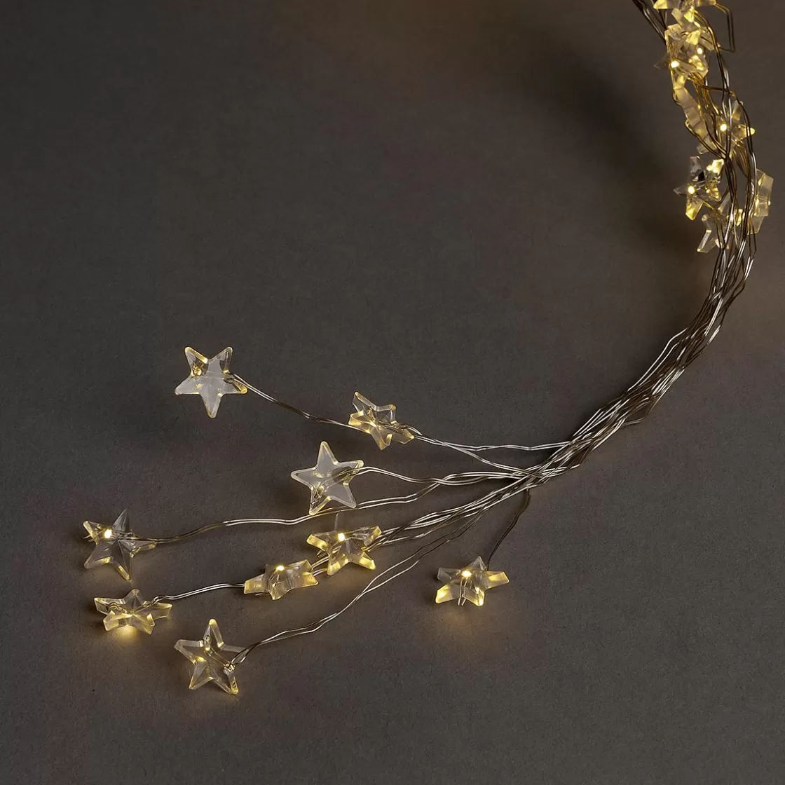 Luz Decorativa | Luces De Navidad>DecoWoerner Cadena De Luces De Estrella De Micro LED Con Luz Cálida Que Funciona Con Pilas 80 Cm transparente