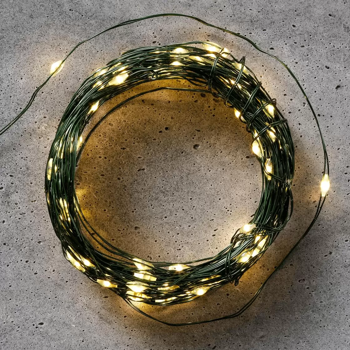 Luces De Navidad>DecoWoerner Cadena De Luces LED Con Alambre Con Baterías Para Exteriores, 100 LED, 10 M verde