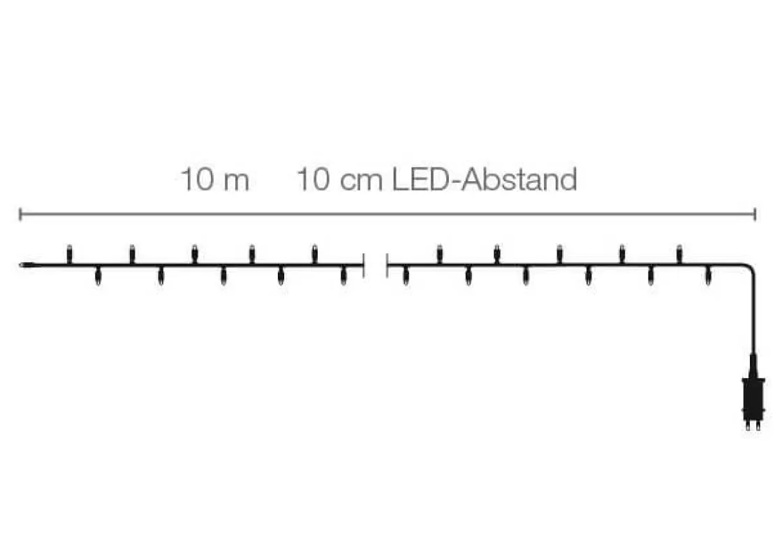 Luces De Navidad>DecoWoerner Cadena De Luces LED Para Exteriores, 100 LED, 10 M negro