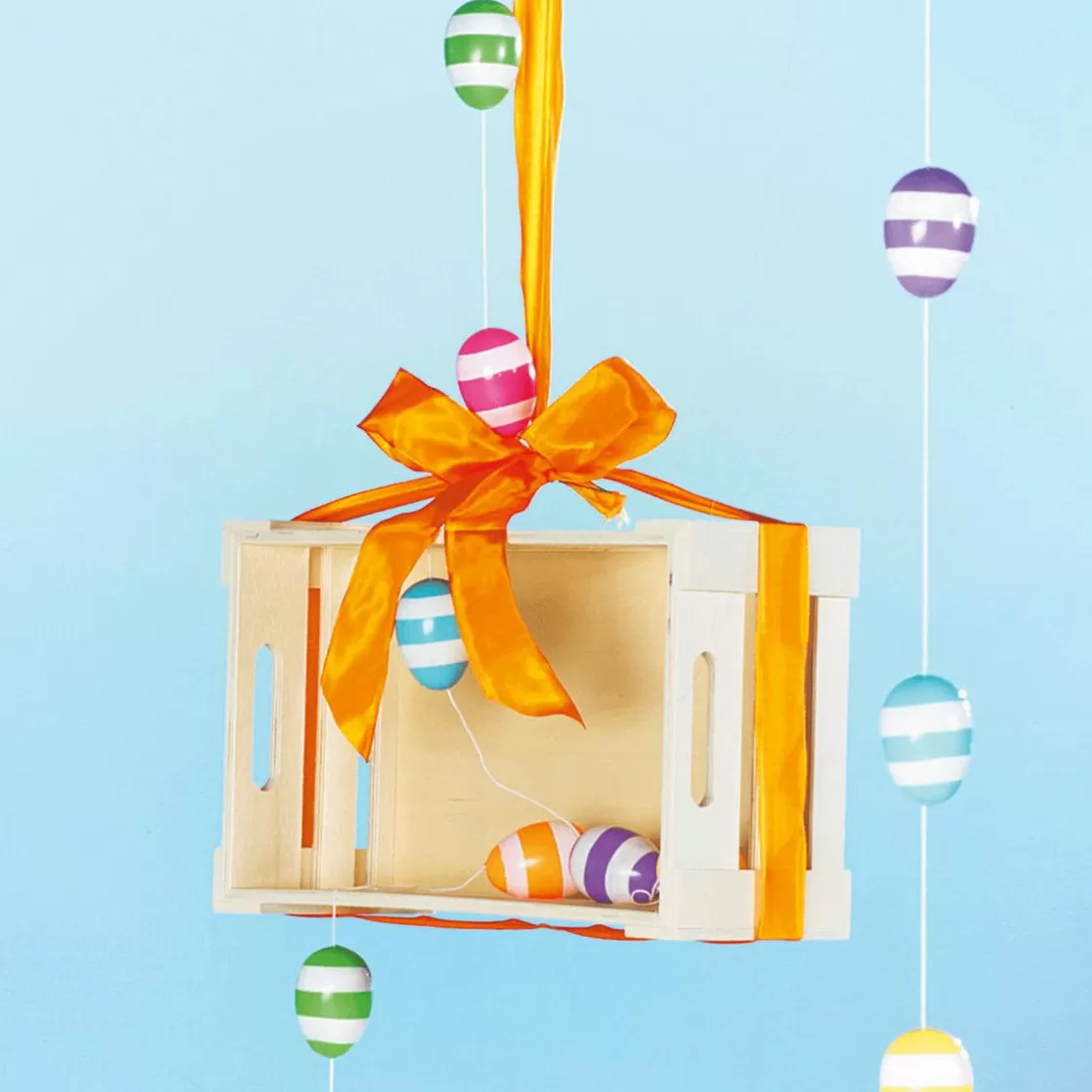 Decoración De Pascua>DecoWoerner Cadena Decorativa Con Huevos De Pascua A Rayas 160 Cm multicolor