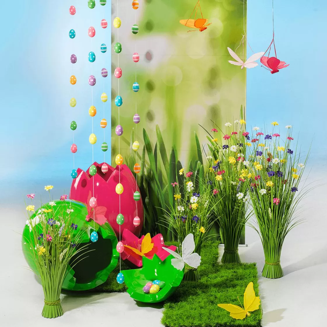 Decoración De Pascua>DecoWoerner Cadena Decorativa Con Huevos De Pascua A Rayas 160 Cm multicolor