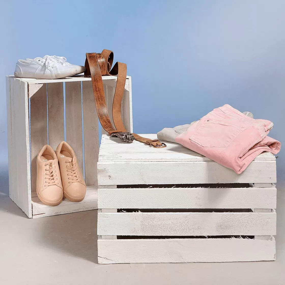Decoración Natural | Decoración Temática>DecoWoerner Caja De Madera Vintage Longitud 50 Cm blanco