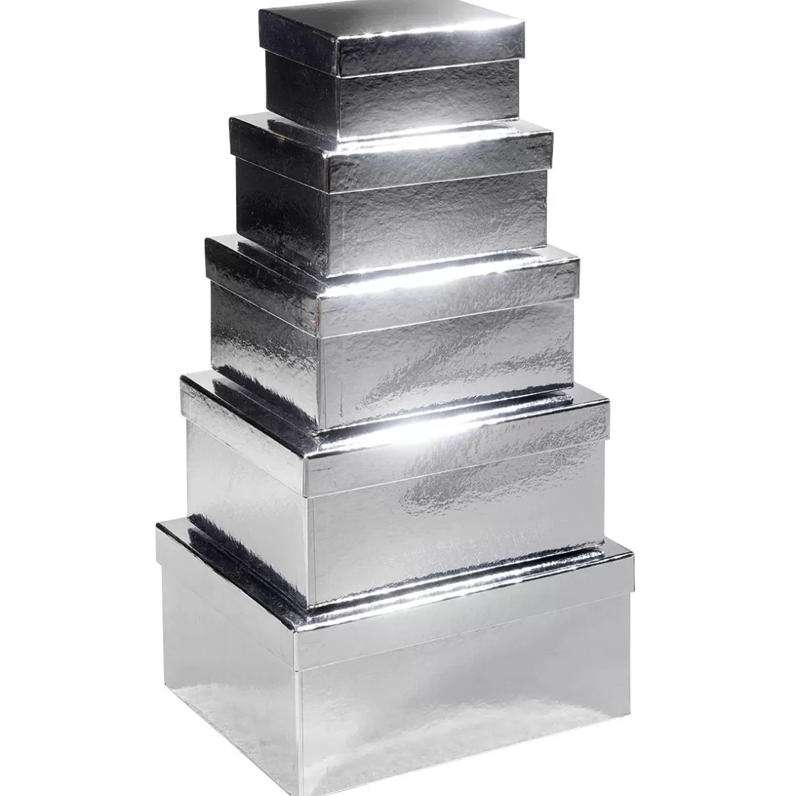 Cajas De Regalo>DecoWoerner Cajas De Cartón De Regalo Metálicas, , 5 Piezas plata