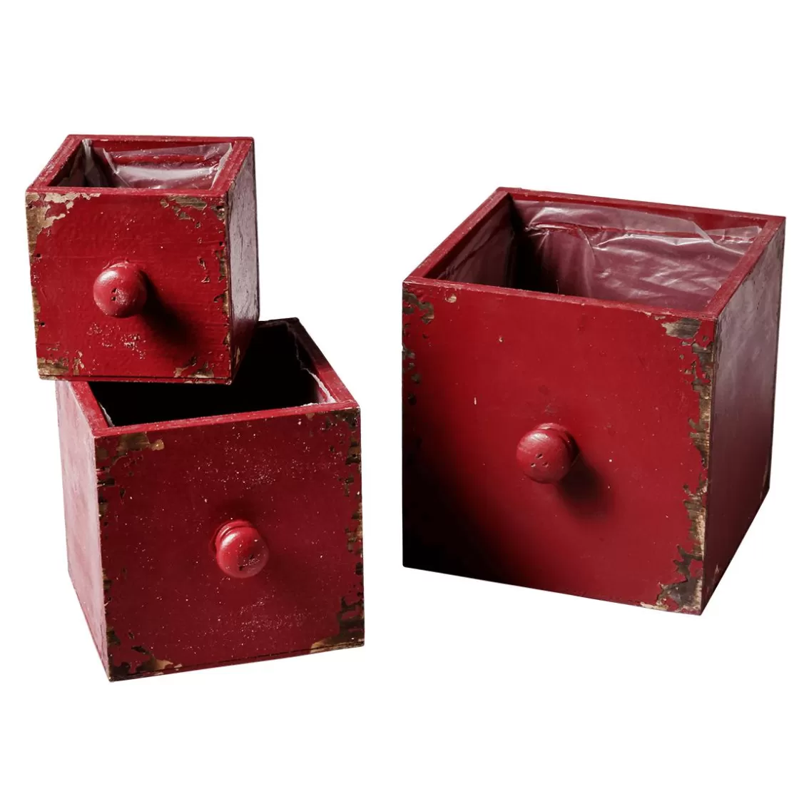 Decoración Natural | Decoración De Verano>DecoWoerner Cajón De Macetas 3 Piezas 9-15 Cm rojo