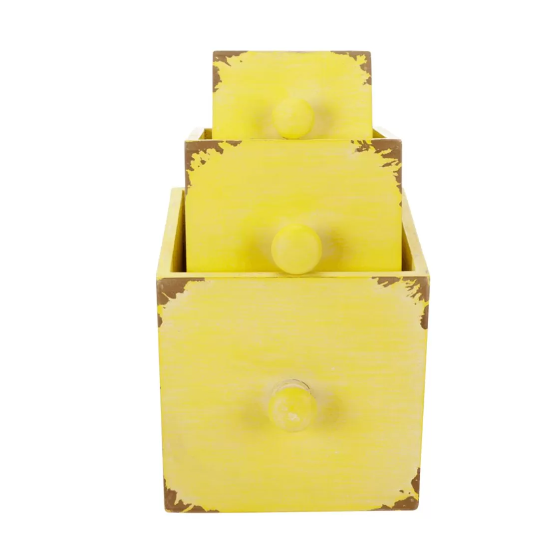 Decoración De Verano | Macetas Y Artículos De Decoración>DecoWoerner Cajones De Madera Rústica 3 Piezas 9 X 12 X 15 Cm amarillo