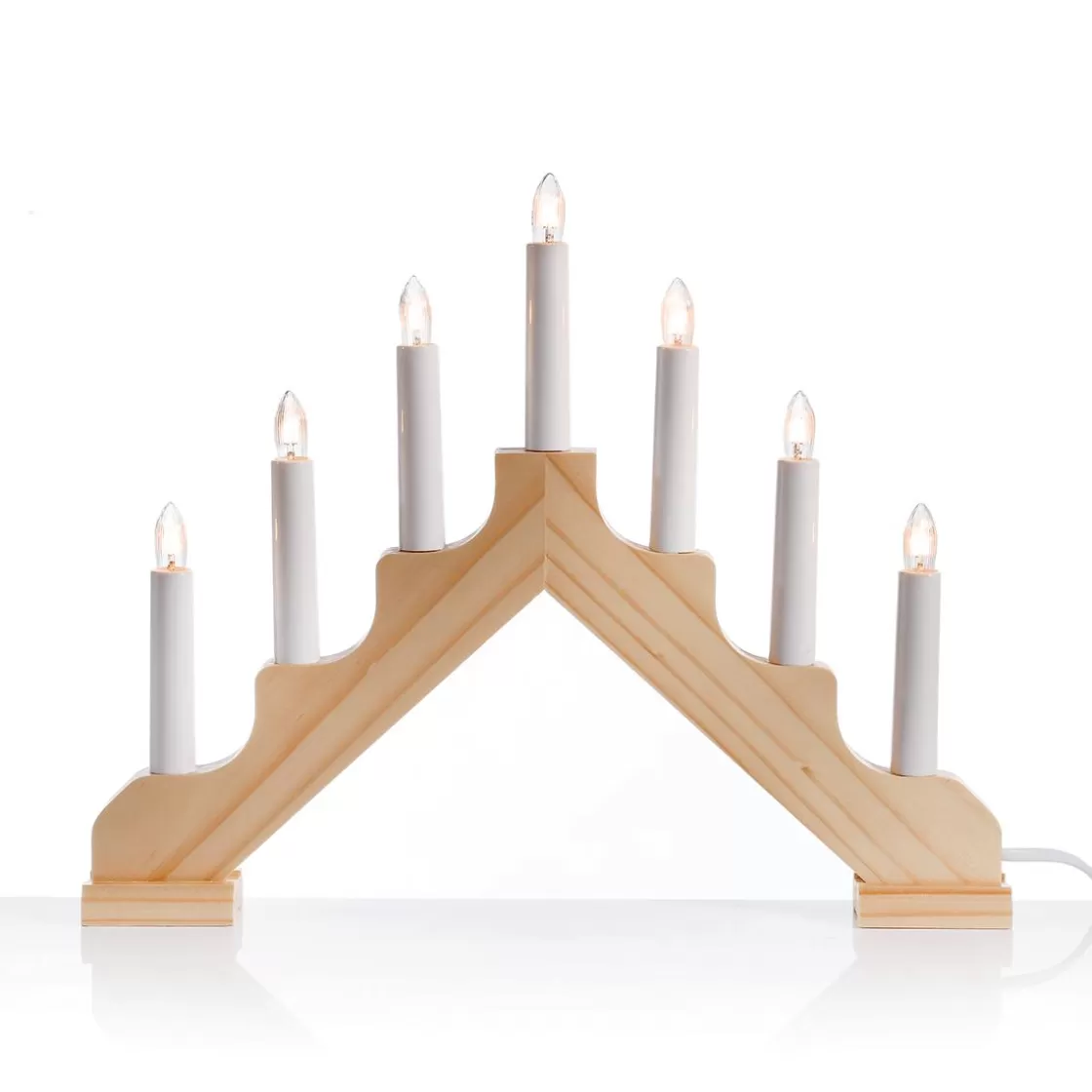 Luz Decorativa | Figuras De Navidad>DecoWoerner Candelabro De Adviento, 7 Llamas De Madera 37 X 4 X 30 Cm (Anchura X Profundidad X Altura) marrón
