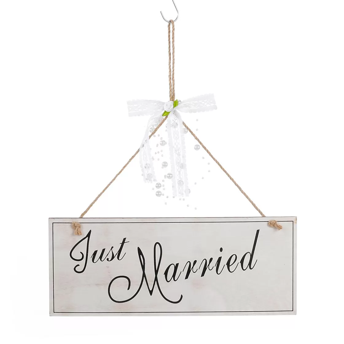 Decoración Temática>DecoWoerner Cartel Decorativo "Just Married" 12 X 30 Cm Madera Blanca blanco