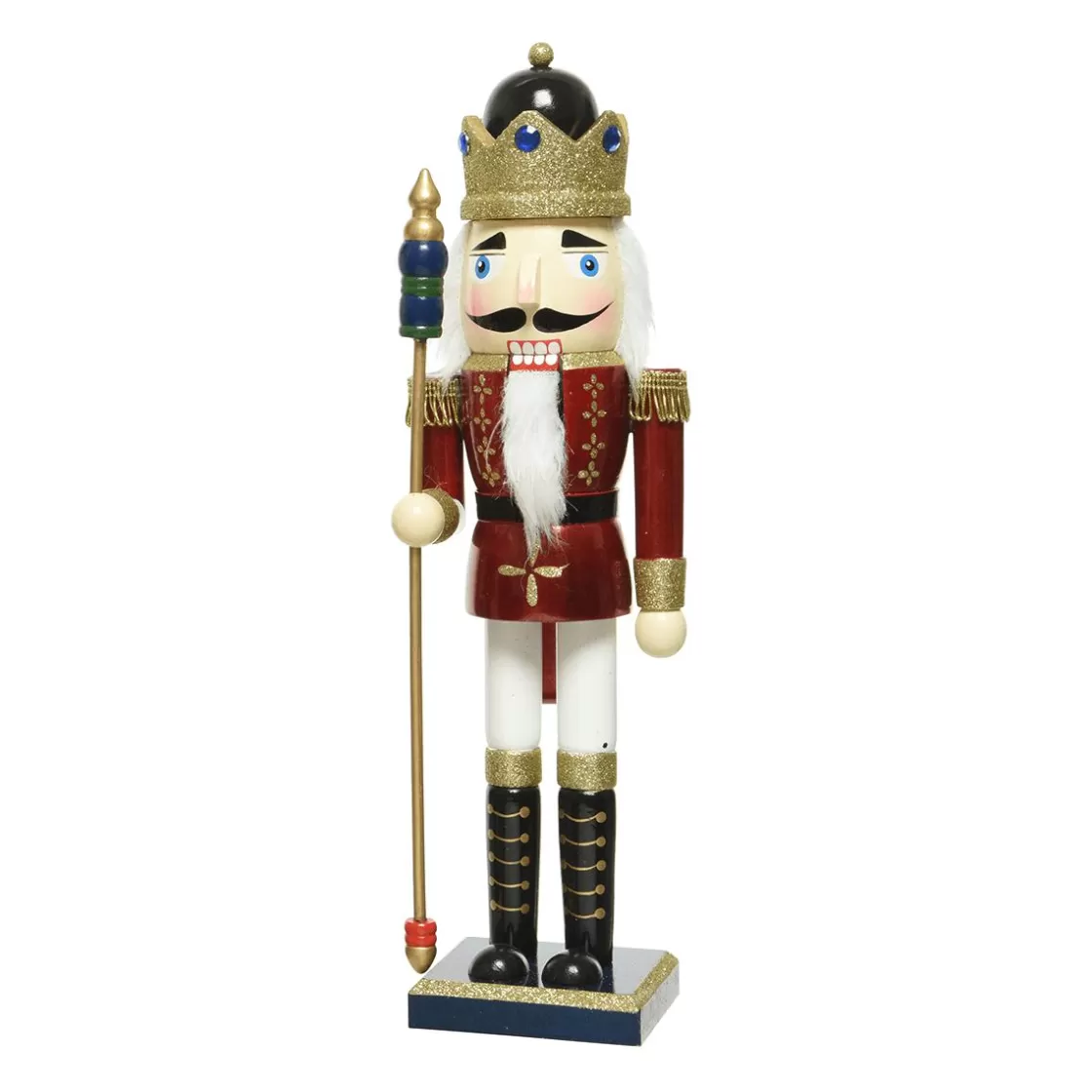 Figuras De Navidad>DecoWoerner Cascanueces Con Cetro De Madera 38 Cm rojo