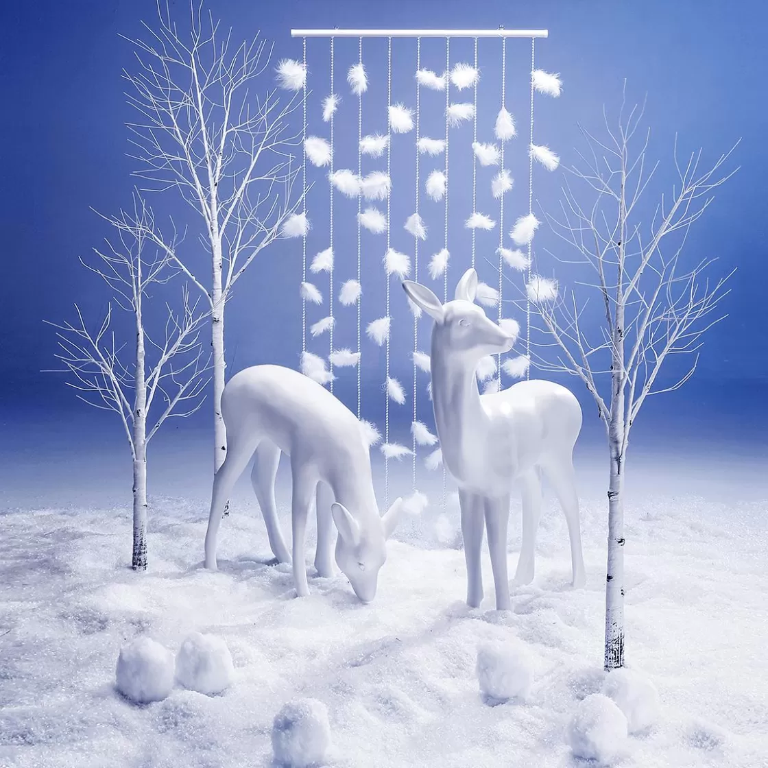Decoración De Animales | Decoración De Otoño>DecoWoerner Ciervo Decorativo Pastando Altura 75 Cm, blanco