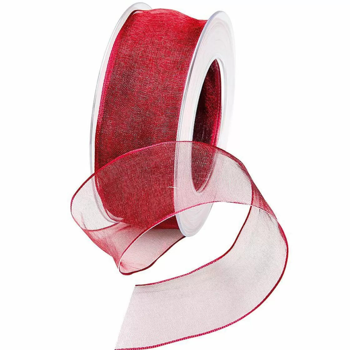 Cintas De Regalo>DecoWoerner Cinta De Chifón Con Alambre, Color Burdeos, Anchura 25 Mm rojo