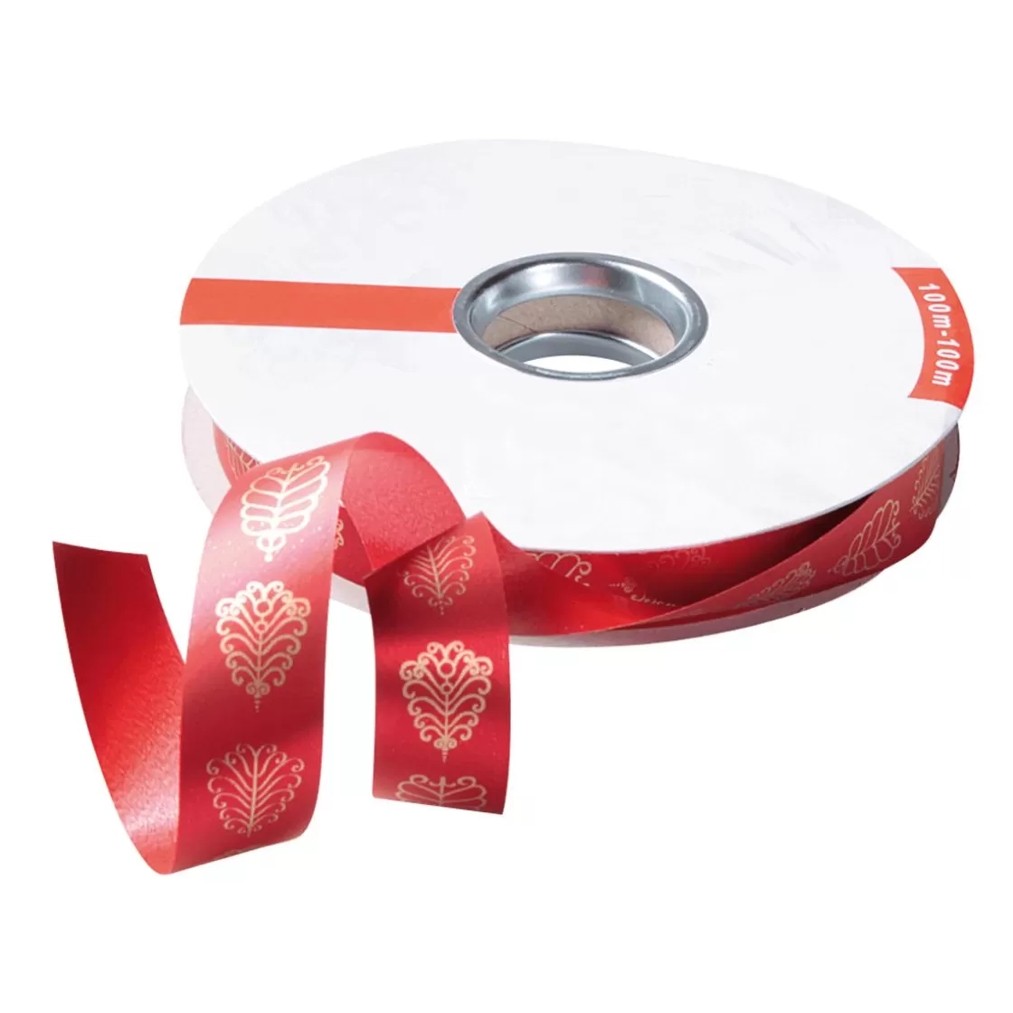 Cintas De Regalo>DecoWoerner Cinta De Poliéster "Ornamento De Hojas", 19 Mm, Roja rojo