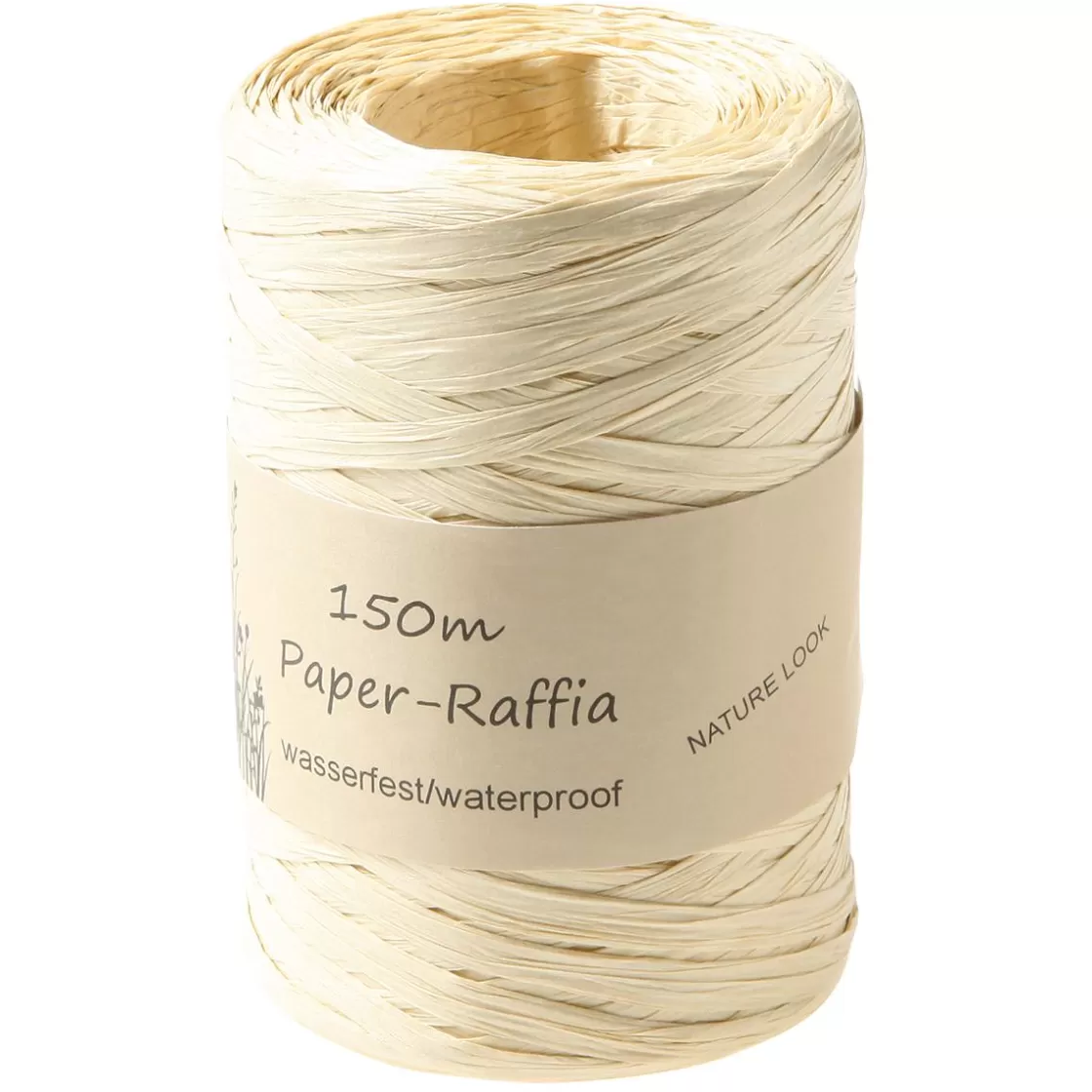 Cintas De Regalo | Go Green - Envoltorio Para Regalo Ecológico>DecoWoerner Cinta De Rafia Ecológica De Material Degradable 7 Mm 150 M Crema blanco