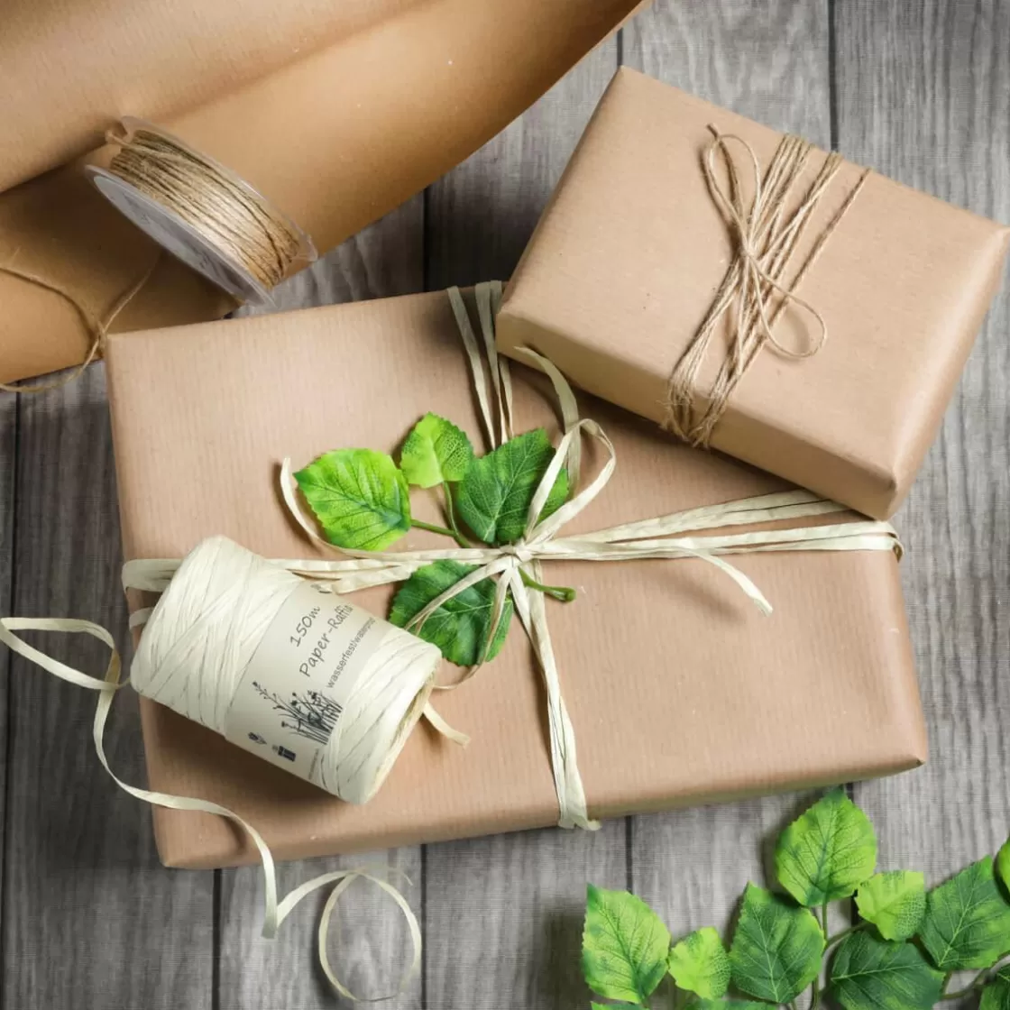 Cintas De Regalo | Go Green - Envoltorio Para Regalo Ecológico>DecoWoerner Cinta De Rafia Ecológica De Material Degradable 7 Mm 150 M Crema blanco