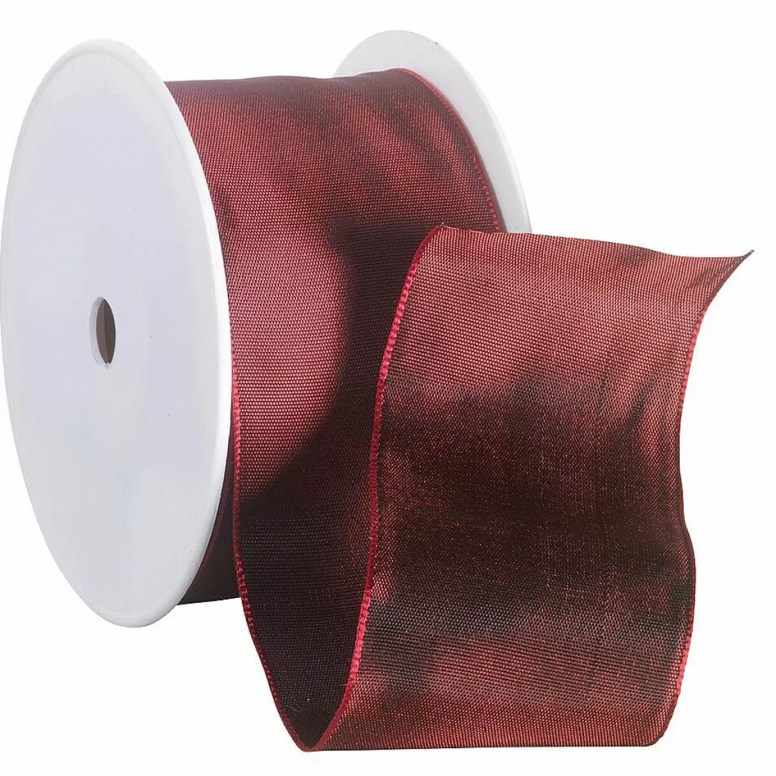 Cintas De Regalo>DecoWoerner Cinta De Tela Con Borde De Alambre, Burdeos, Anchura 60 Mm rojo