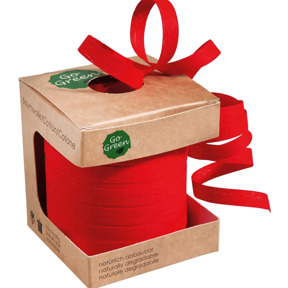 Cintas De Regalo | Go Green - Envoltorio Para Regalo Ecológico>DecoWoerner Cinta Ecológica De Rayas 10 Mm 100 M Roja rojo