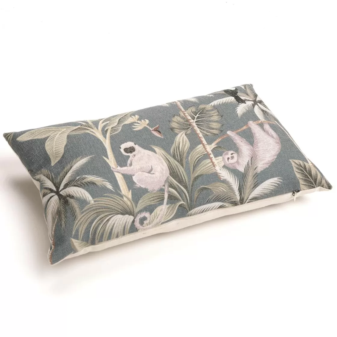 Decoración De Verano>DecoWoerner Cojín Decorativo Con Estampado De Perezosos 30 X 50 X 6 Cm Crema verde